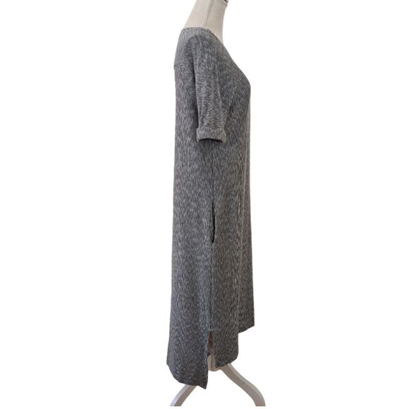 ELK The Label Striped Grey & Black Cotton Cuff Short Sleeve Midi Summer Dress 6 - Picture 3 of 8